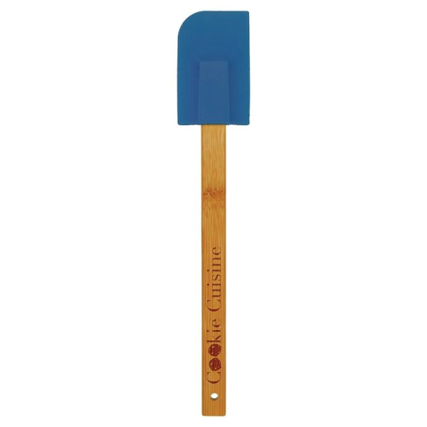 11 3/4" Blue Silicone Spatula with Bamboo Handle - Blue/Brown