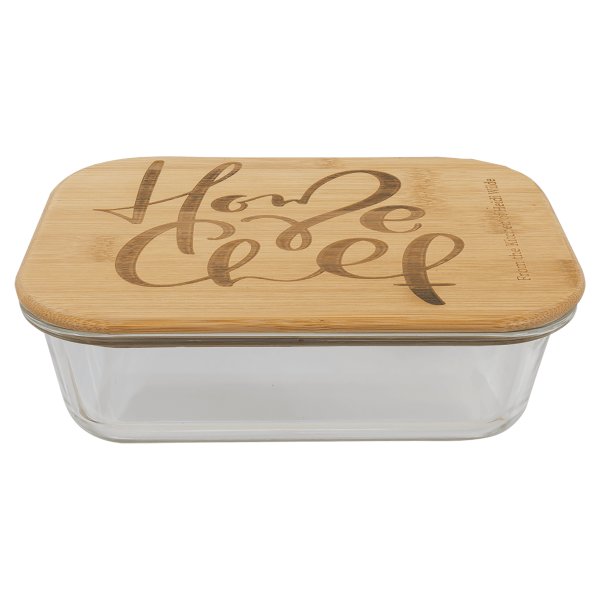 35 oz. Rectangle Glass Container with Bamboo Lid - Clear/Bamboo