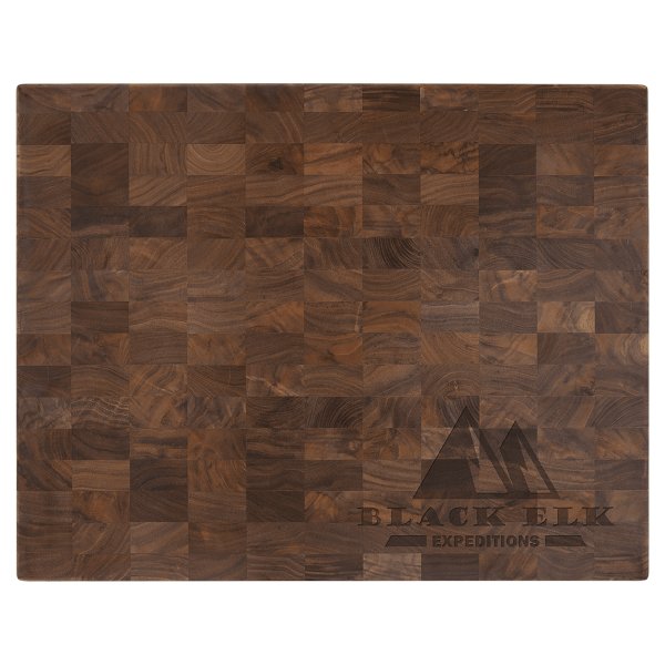 16" x 13" x 1 3/8" Walnut Butcher Block Cutting Board - Multi Brown