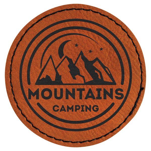 2 1/2" Rawhide Engraved Faux Leather Round Patch with Kota Pro Adhesive - Rawhide