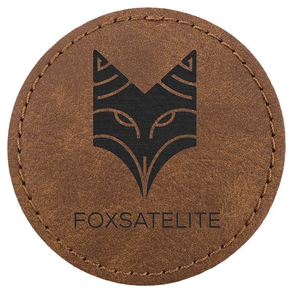 2 1/2" Dark Brown Premier Engraved Faux Leather Round Patch with Kota Pro Adhesive - Creekside Collection - Dark Brown
