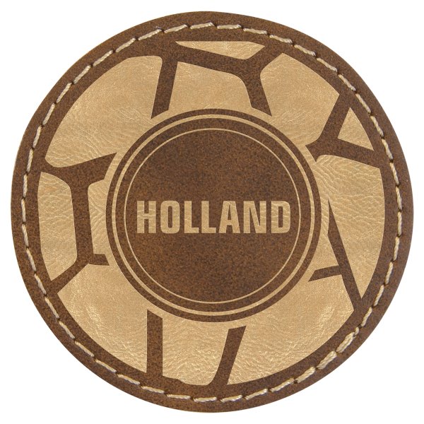 2 1/2" Round Rustic/Gold Engraved Faux Leather Patch with Adhesive - Rustic