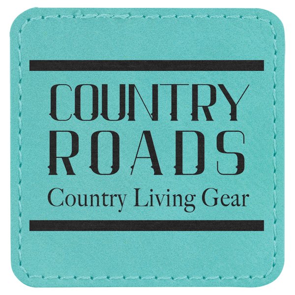 2 1/2" x 2 1/2" Teal Engraved Faux Leather Patch with Adhesive - Teal