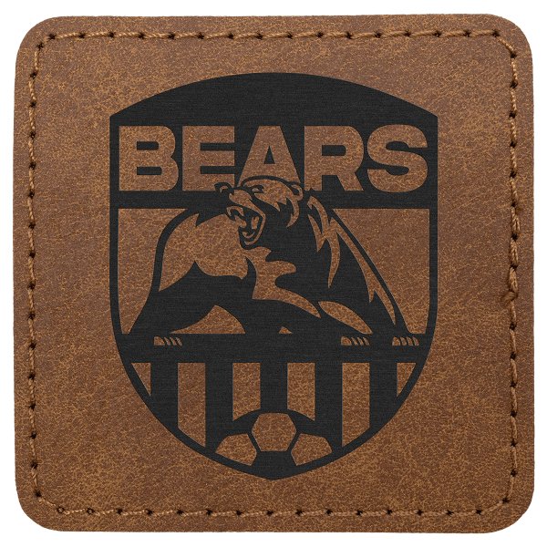2 1/2" x 2 1/2" Dark Brown Premier Engraved Faux Leather Patch with Kota Pro Adhesive - Creekside Collection - Dark Brown
