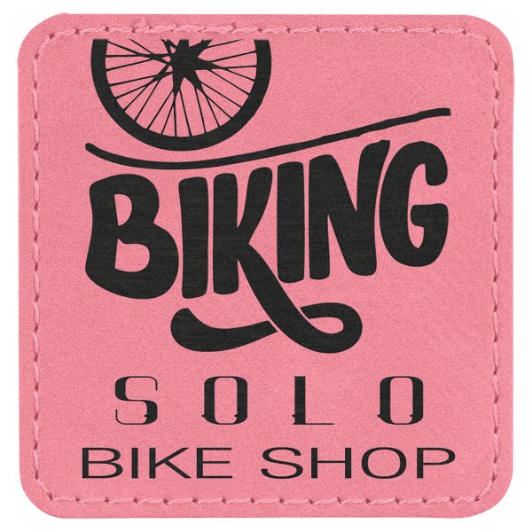 2 1/2" x 2 1/2" Pink Engraved Faux Leather Square Patch with Kota Pro Adhesive - Pink