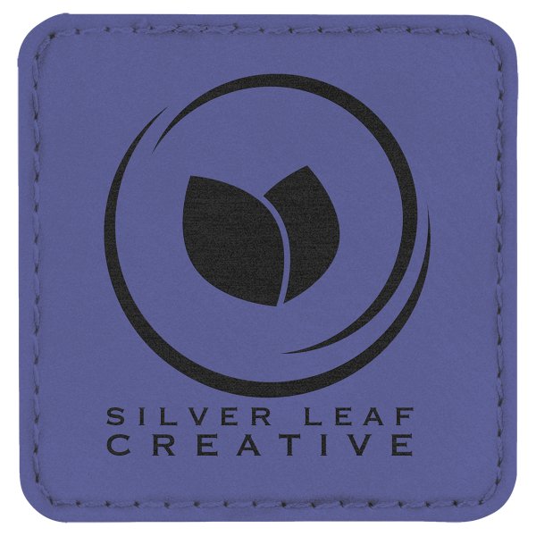 2 1/2" x 2 1/2" Purple Engraved Faux Leather Square Patch with Kota Pro Adhesive - Purple