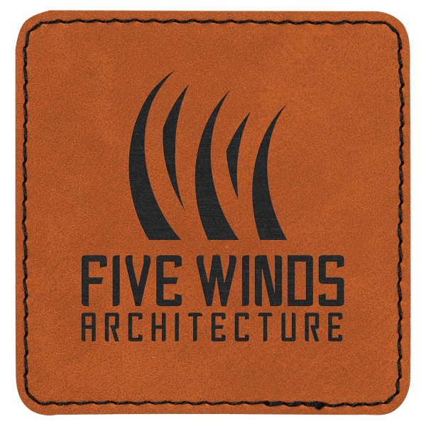 3" x 3" Rawhide Engraved Faux Leather Square Patch with Kota Pro Adhesive - Rawhide