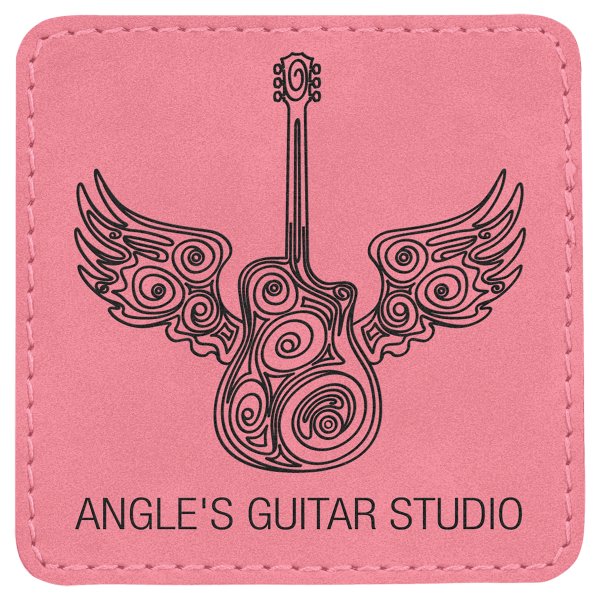 3" x 3" Pink Engraved Faux Leather Square Patch with Kota Pro Adhesive - Pink