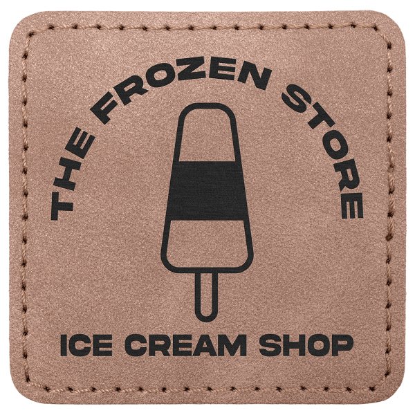2 1/2" x 2 1/2" Blush Premier Engraved Faux Leather Square Patch with Kota Pro Adhesive - Creekside Collection - Blush