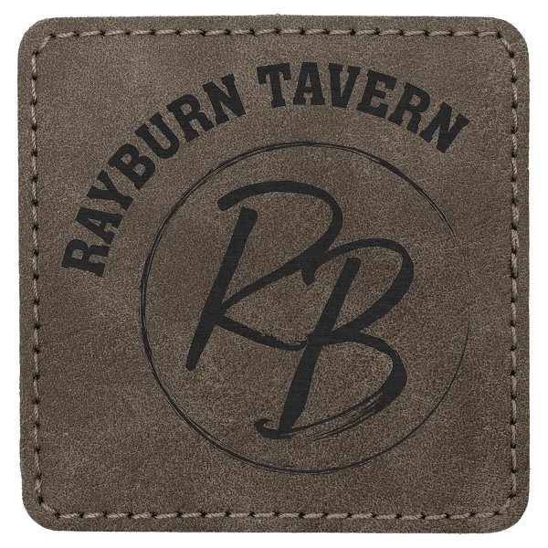 3" x 3" Dark Gray Premier Engraved Faux Leather Square Patch with Kota Pro Adhesive - Creekside Collection - Dark Gray