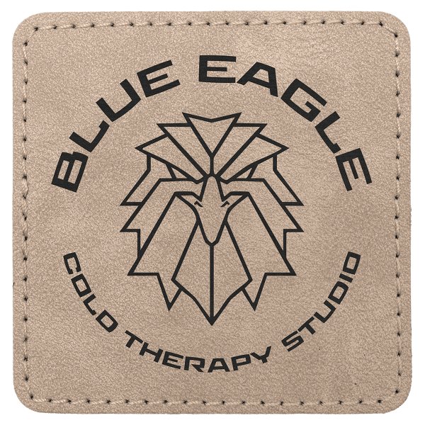 3" x 3" Light Tan Premier Engraved Faux Leather Square Patch with Kota Pro Adhesive - Creekside Collection - Light Tan