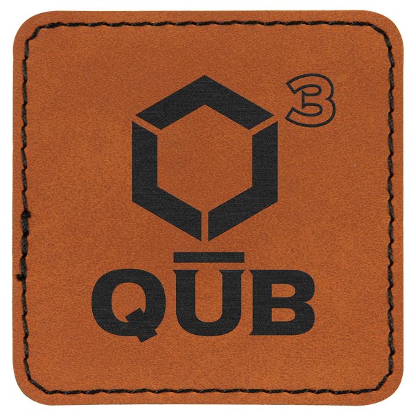 2 1/2" x 2 1/2" Square Rawhide Engraved Faux Leather Patch with Adhesive - Rawhide