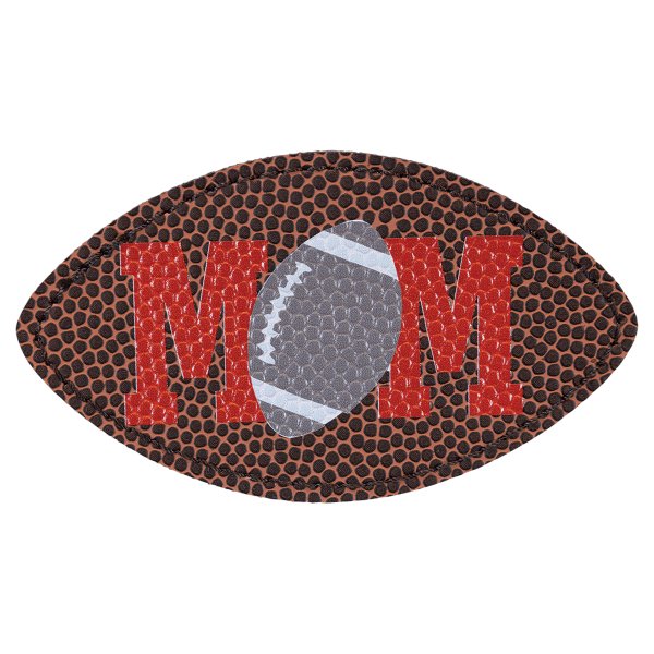 3 1/2" x 2" Football Shaped Engraved Faux Leather Patch with Adhesive - Brown