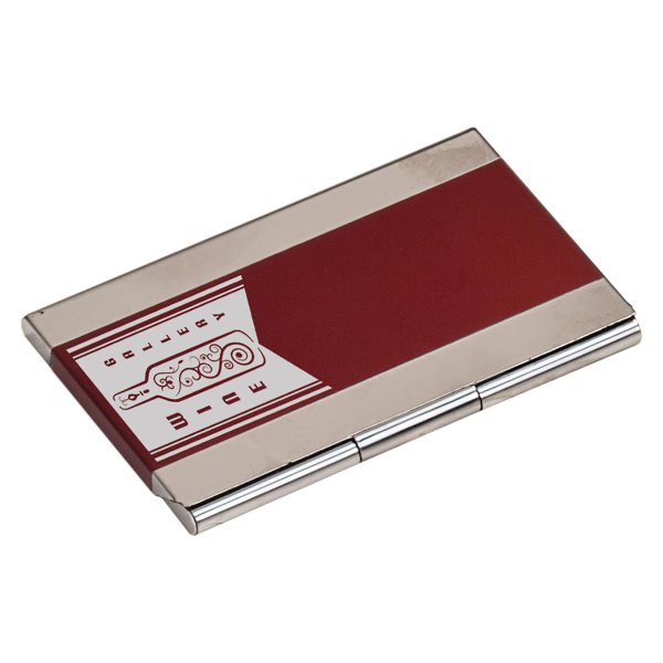 3 3/4" x 2 1/2" Red Custom Engraved Business Card Holder - Red