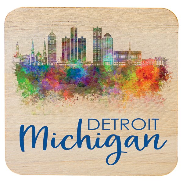 3 3/4" x 3 3/4" Square Custom Printed Wood Coaster - Default