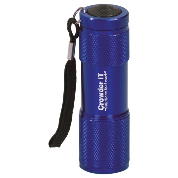 3 3/8" Blue 9-LED Custom Engraved Flashlight with Strap - Blue
