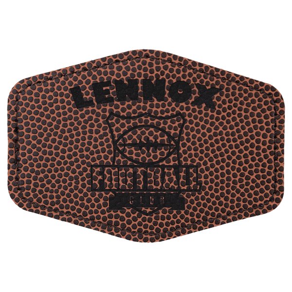 3 1/2" x 2 1/2" Football Engraved Faux Leather Hex Patch with Kota Pro Adhesive - Football(Brown)