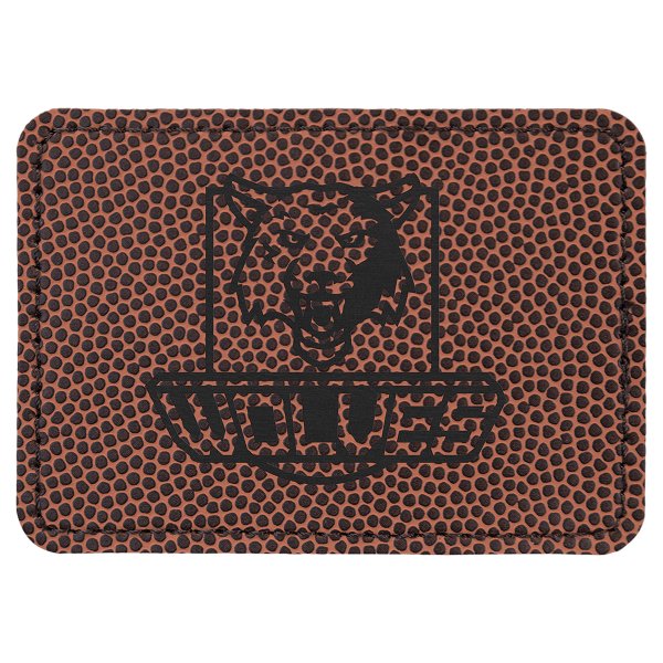 3 1/2" x 2 1/2" Football Engraved Faux Leather Rectangle Patch with Kota Pro Adhesive - Football (Brown)