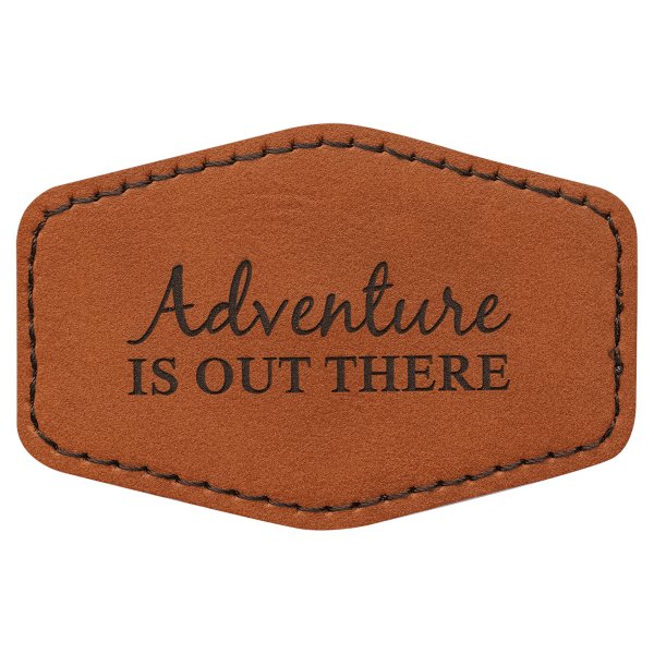 3" x 2" Rawhide Engraved Faux Leather Hex Patch with Kota Pro Adhesive - Rawhide
