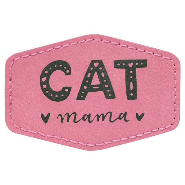 3" x 2" Pink Engraved Faux Leather Hex Patch with Kota Pro Adhesive - Pink