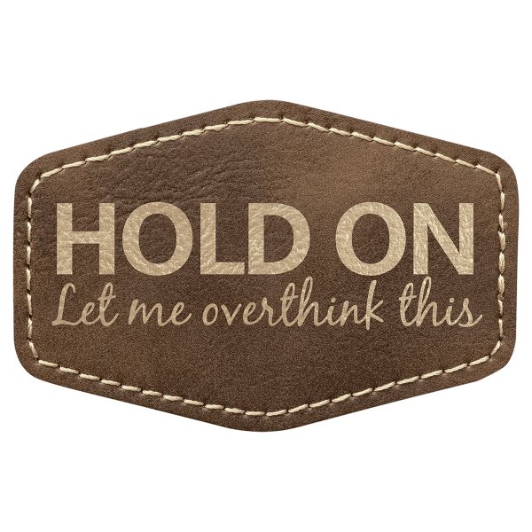 3" x 2" Rustic/Gold Engraved Faux Leather Hex Patch with Kota Pro Adhesive - Rustic