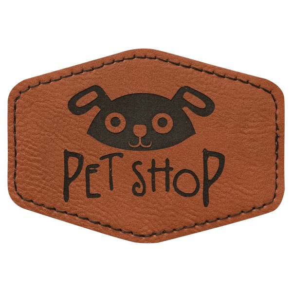 3 1/2" x 2 1/2" Rawhide Engraved Faux Leather Hex Patch with Kota Pro Adhesive - Rawhide