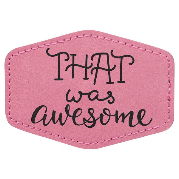 3 1/2" x 2 1/2" Pink Engraved Faux Leather Hex Patch with Kota Pro Adhesive - Pink