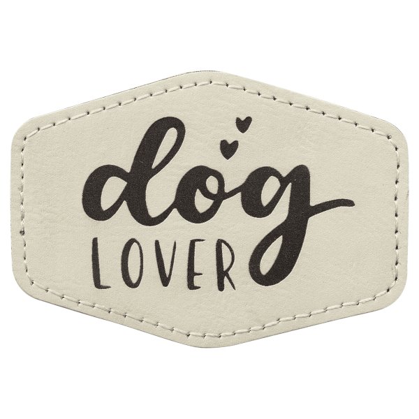 3 1/2" x 2 1/2" White Engraved Faux Leather Hex Patch with Kota Pro Adhesive - White