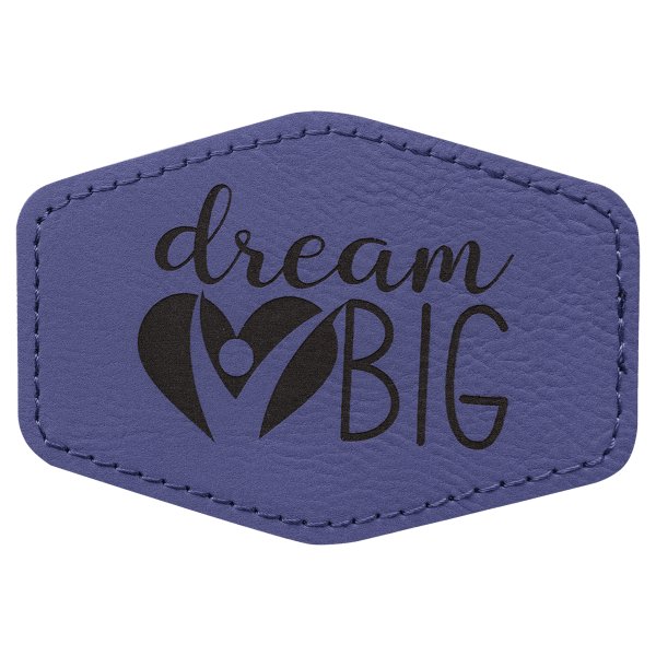 3 1/2" x 2 1/2" Purple Engraved Faux Leather Hex Patch with Kota Pro Adhesive - Purple