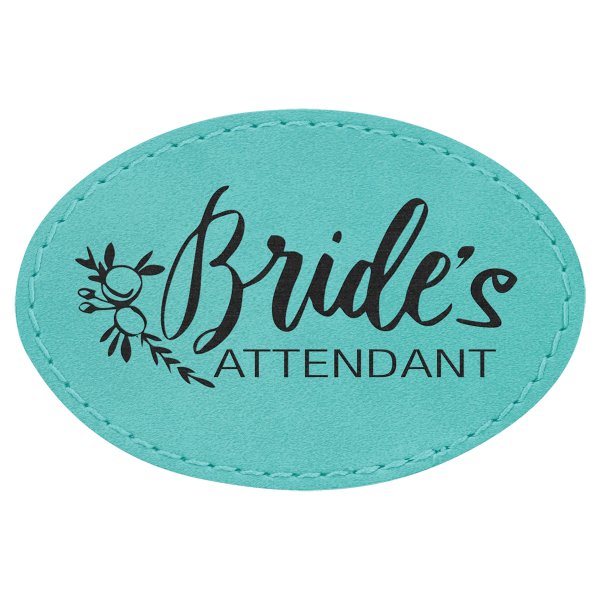 3" x 2" Teal Engraved Faux Leather Oval Patch with Kota Pro Adhesive - Teal