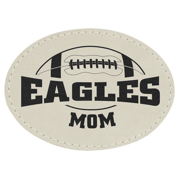 3 1/2" x 2 1/2" White Engraved Faux Leather Oval Patch with Kota Pro Adhesive - White