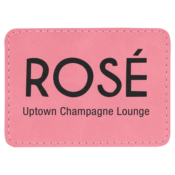 3 1/2" x 2 1/2" Pink Engraved Faux Leather Rectangle Patch with Kota Pro Adhesive - Pink