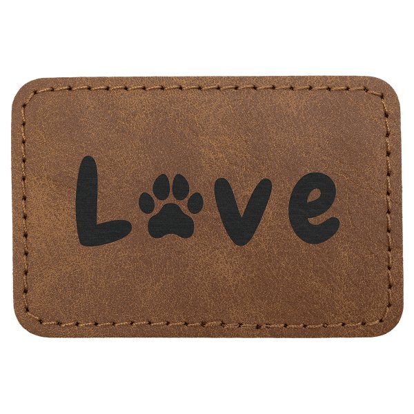 3" x 2" Dark Brown Premier Engraved Faux Leather Rectangle Patch with Kota Pro Adhesive - Creekside Collection - Dark Brown