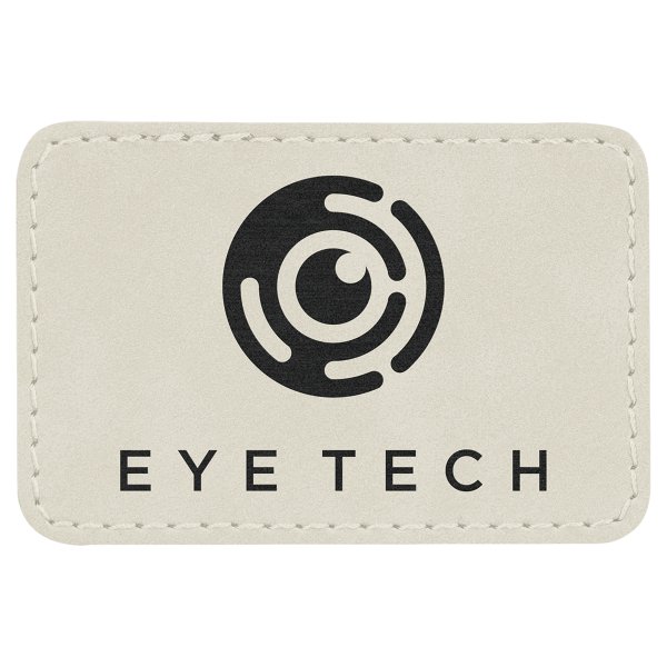 3" x 2" Rectangle White Engraved Faux Leather Patch with Adhesive - White