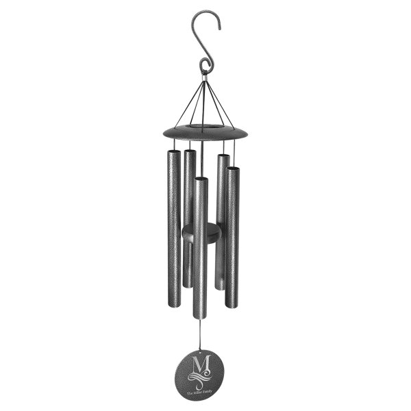 30" Black Powder Coated Aluminum Wind Chime - Black