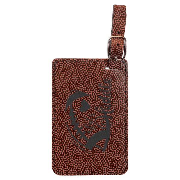 4 1/4" x 2 3/4" Football Engraved Faux Leather Luggage Tag - Brown