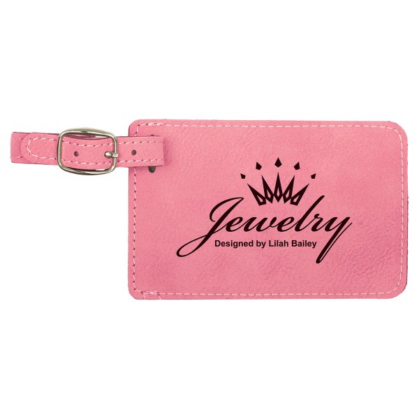 4 1/4" x 2 3/4" Pink Engraved Faux Leather Luggage Tag - Pink