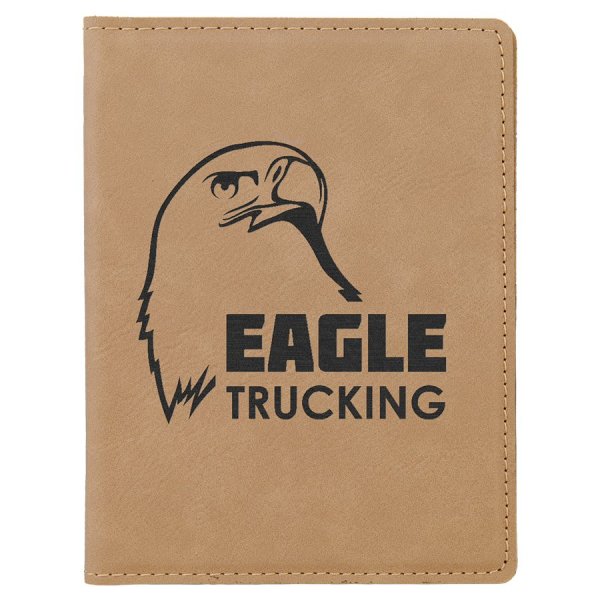 4 1/4" x 5 1/2" Light Brown Engraved Faux Leather Passport Holder - Light Brown