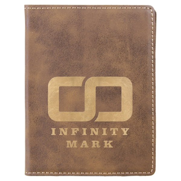 4 1/4" x 5 1/2" Rustic/Gold Engraved Faux Leather Passport Holder - Rustic/Gold
