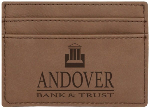 4" x 2 3/4" Dark Brown Engraved Faux Leather Wallet Clip - Dark Brown