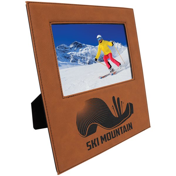 5" x 7" Rawhide Leatherette Photo Frame with 4 1/4" x 8 7/8" Personalization Area - Rawhide