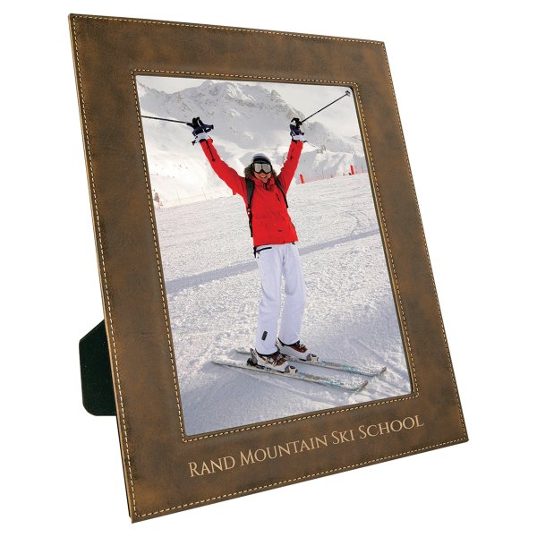 8" x 10" Rustic/Gold Engraved Faux Leather Photo Frame - Rustic