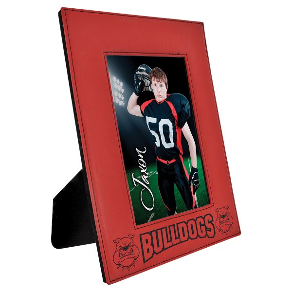 5" x 7" Red Engraved Faux Leather Photo Frame - Red
