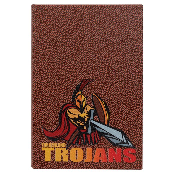 5 1/4" x 8 1/4" Football Engraved Faux Leather Journal with Lined Notepad - Brown