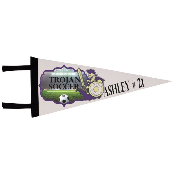 8" x 18" White Custom Printed Pennant - White/Black