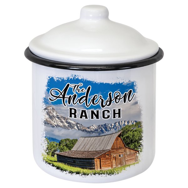 5.25" x 3.9" White/Black Canister with Lid - Default