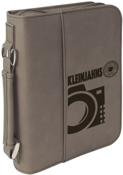 6 3/4" x 9 1/4" Gray Leatherette Book/Bible Cover with Handle & Zipper - Gray/Black