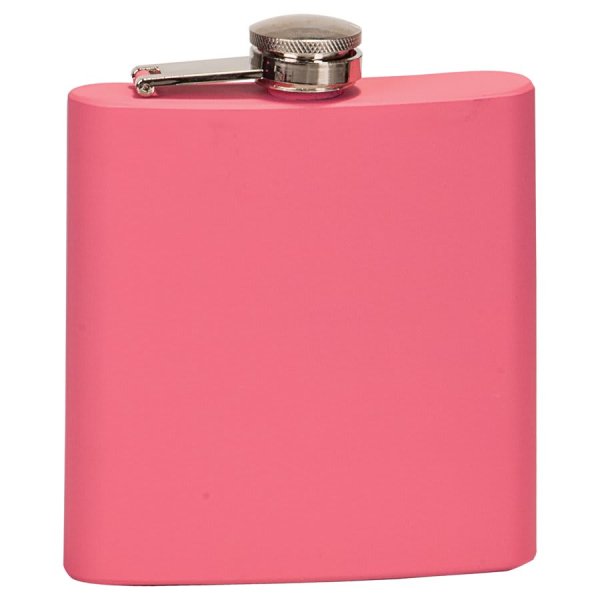 6 oz. Matte Pink Custom Engraved Stainless Steel Flask - Matte Pink