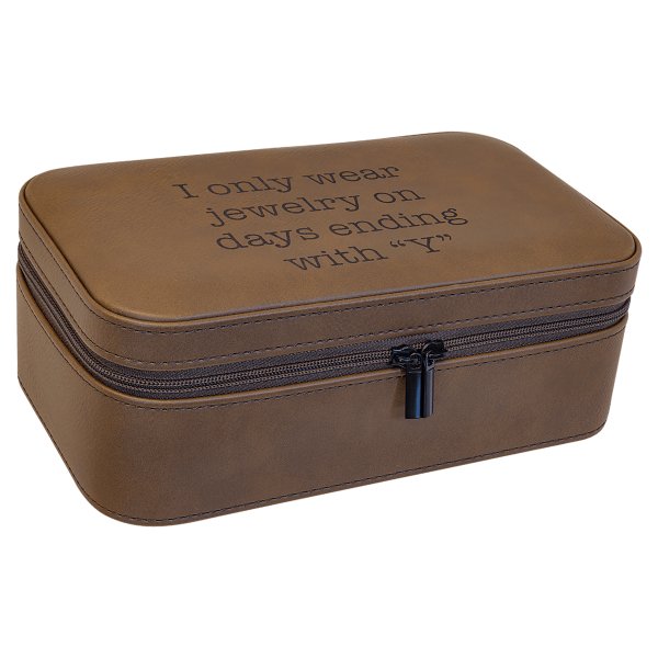 7 1/2" X 4 1/2" Dark Brown Engraved Faux Leather Jewelry Box - Dark Brown