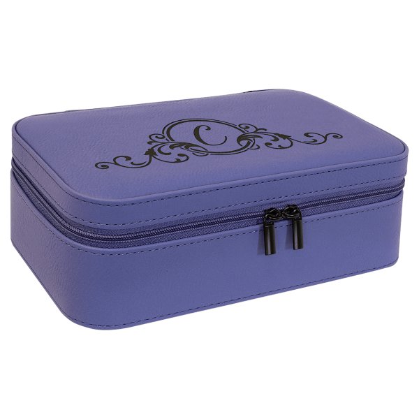 7 1/2" X 4 1/2" Purple Engraved Faux Leather Jewelry Box - Purple